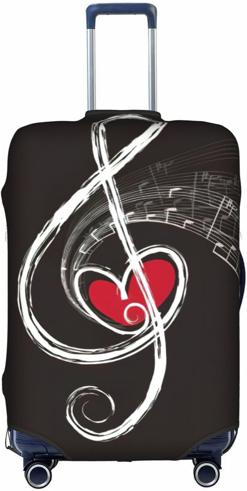 Odddot Music Symbols Love Print Travel Luggage Cover,Suitcase Protector Cover, Washable Baggage Covers,For 18-32 Inch Luggage, Music Symbols Love, Large image number 4