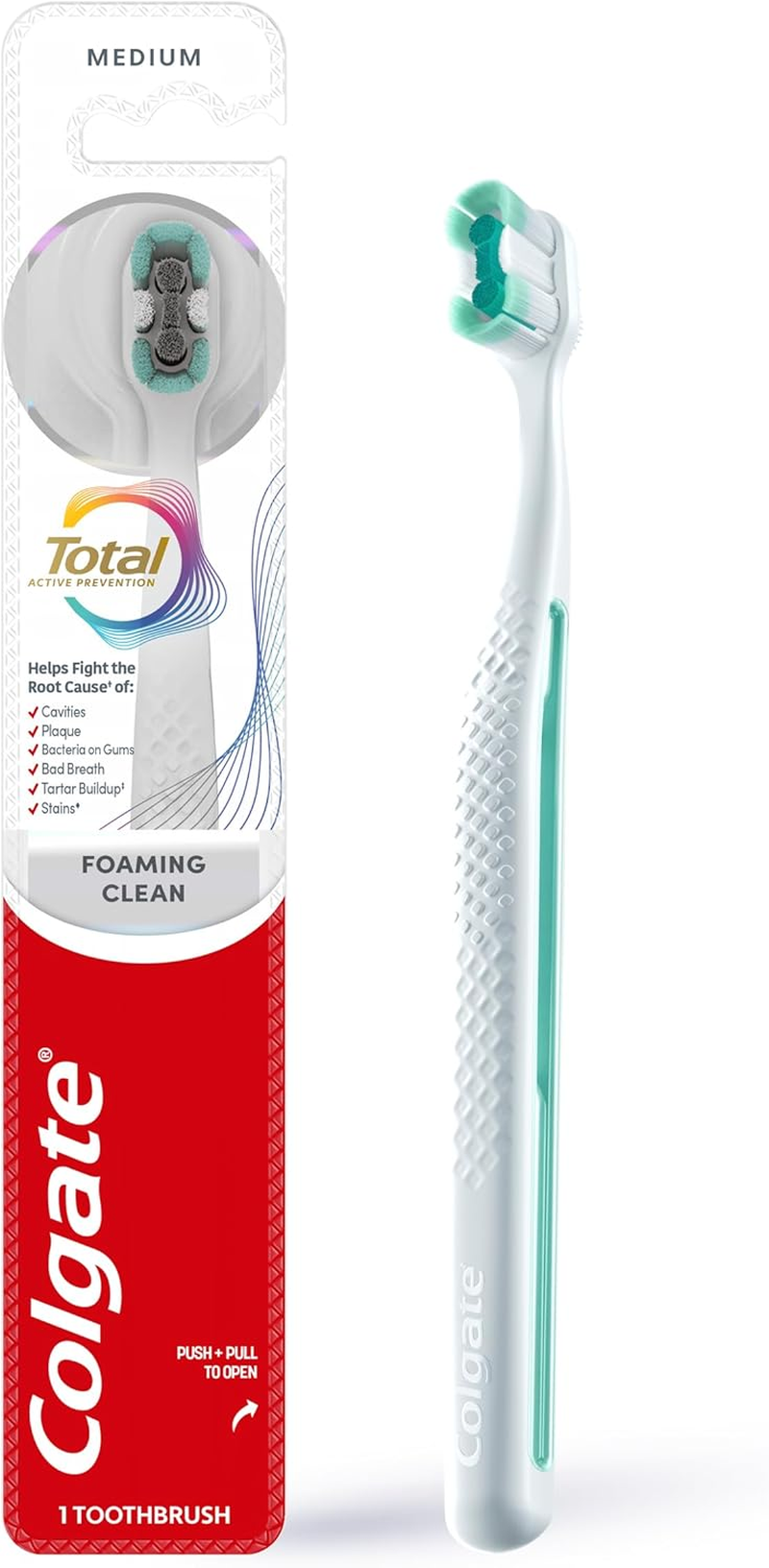 Colgate Total Foaming Clean Medium Manual Toothbrush, 1 Pack image number 2