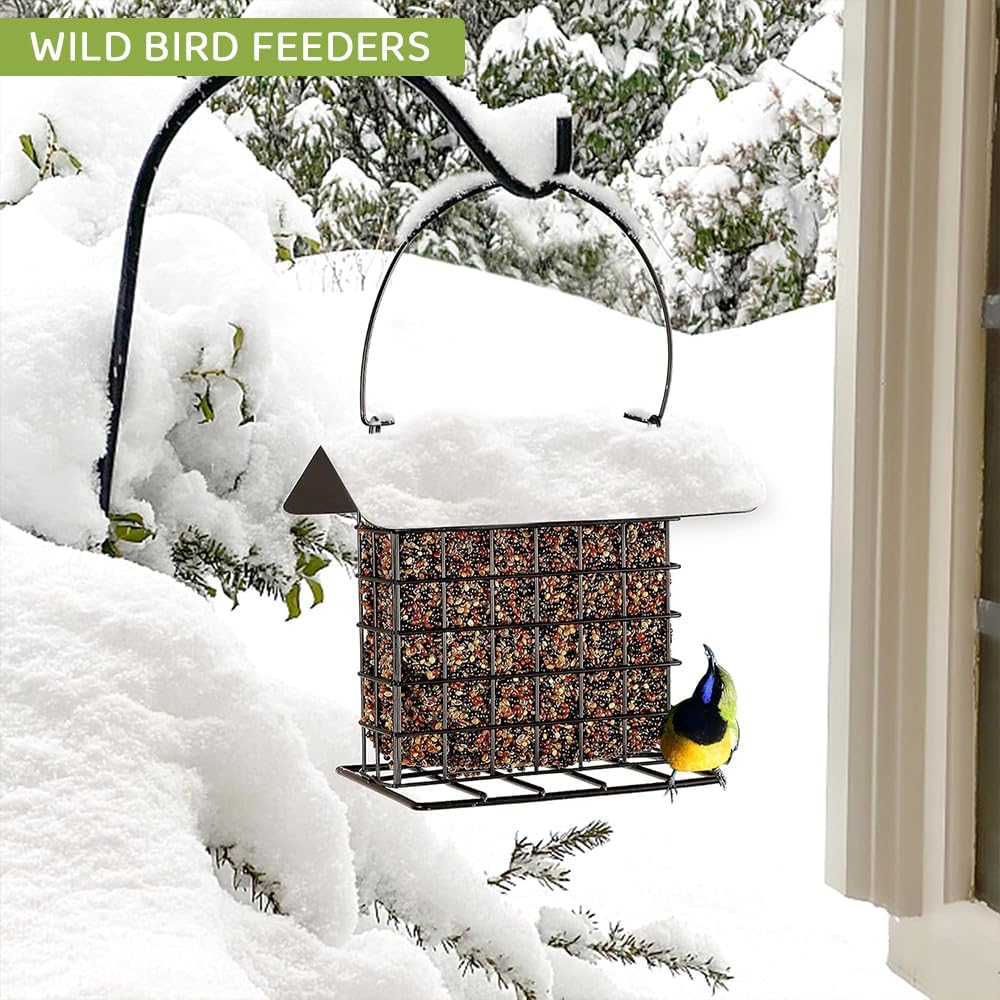 HYAVIA 2PCS Metal Suet Bird Feeder for outside &ndash; Hanging Rainproof Squirrel-Proof Cage, Holds Single Suet Cake, Attracts Finches, Tits, Robins, Ideal for Garden, Yard, Office image number 6