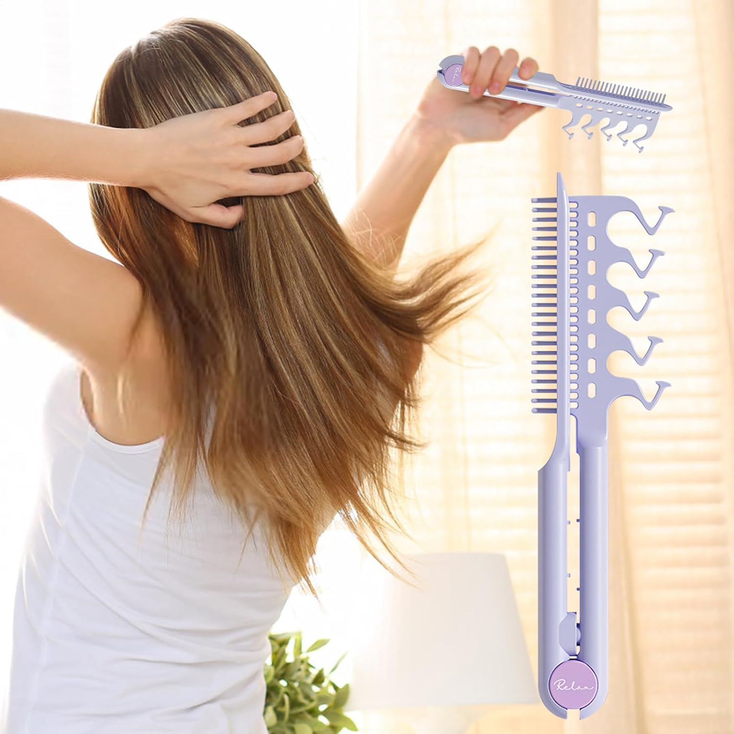 Hair Combs for Women - V Shaped Straight Comb | Smoothing anti Static Volumizing Grooming Tool for Home Salon Women Girls Friends Family Daughter - White image number 5