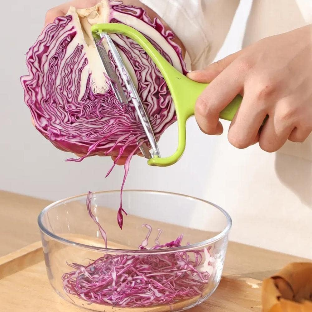 Green Cabbage Shredder,Vegetable Cutter Cabbage Slicer,Stainless Steel Fruit Vegetable Potato Peeler Graters Kitchen Must Have for Home Restaurants Kitchen Utensils and Gadgets 18 * 12Cm image number 5