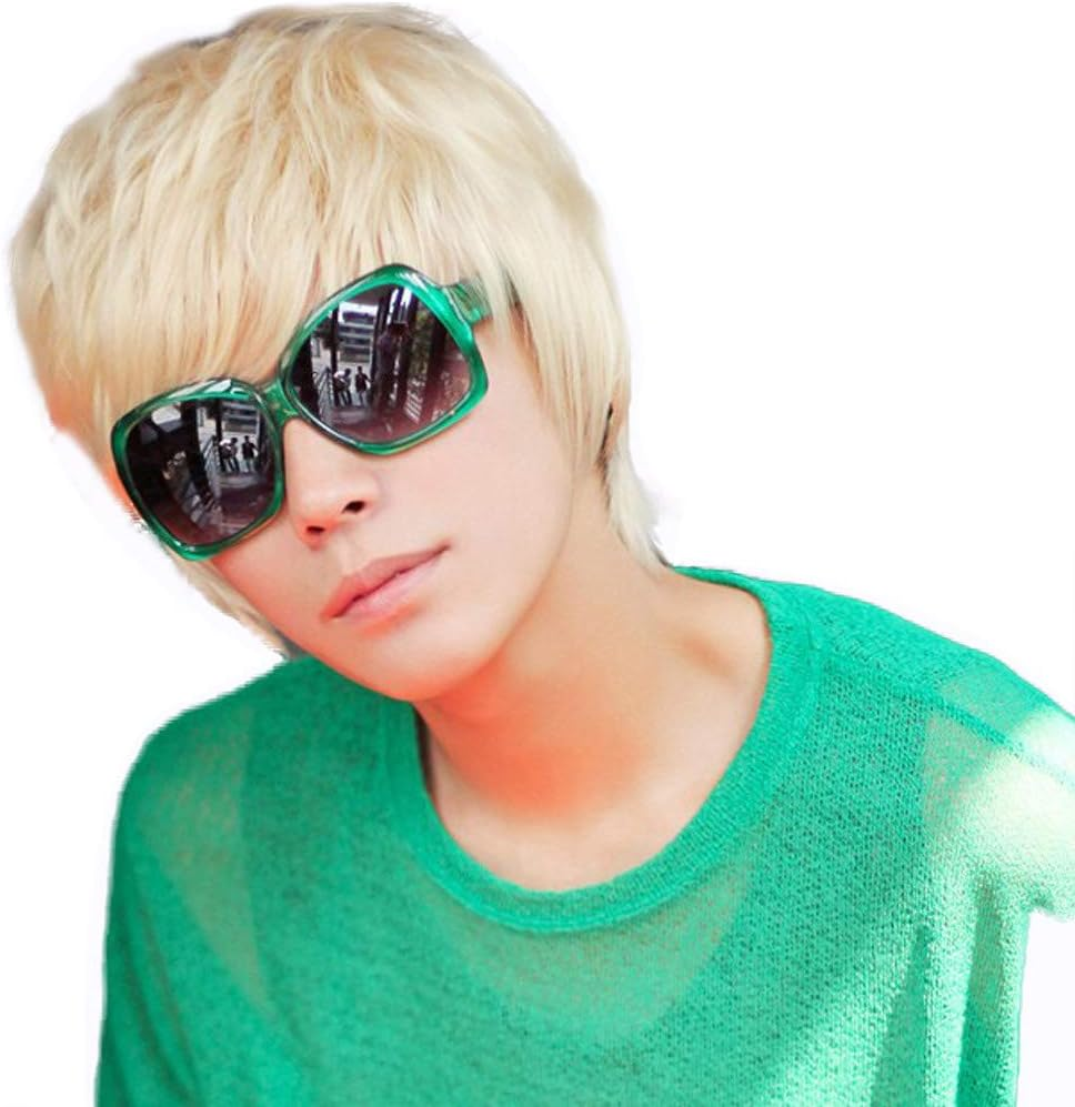 Rise World Wig Cool Mens Boys Short 25Cm Straight Blonde Hair Wigs Party Heat Resistant Cosplay Wig image number 4