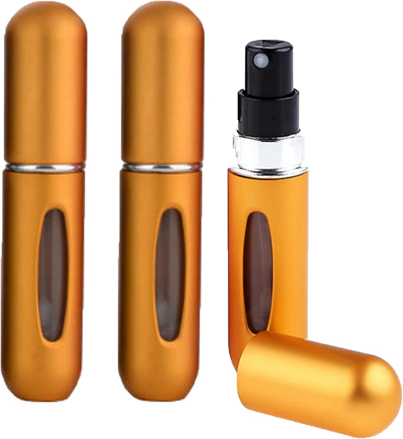 Mini Atomizer Perfume Bottle,3Pcs 5Ml Portable Travel Sub-Bottling Atomiser Spray Bottle,Liquid Spray Bottle,Bottom Refillable Perfume Atomizer Bottle for Purse Handbag Pocket Luggage (Bright Gold)