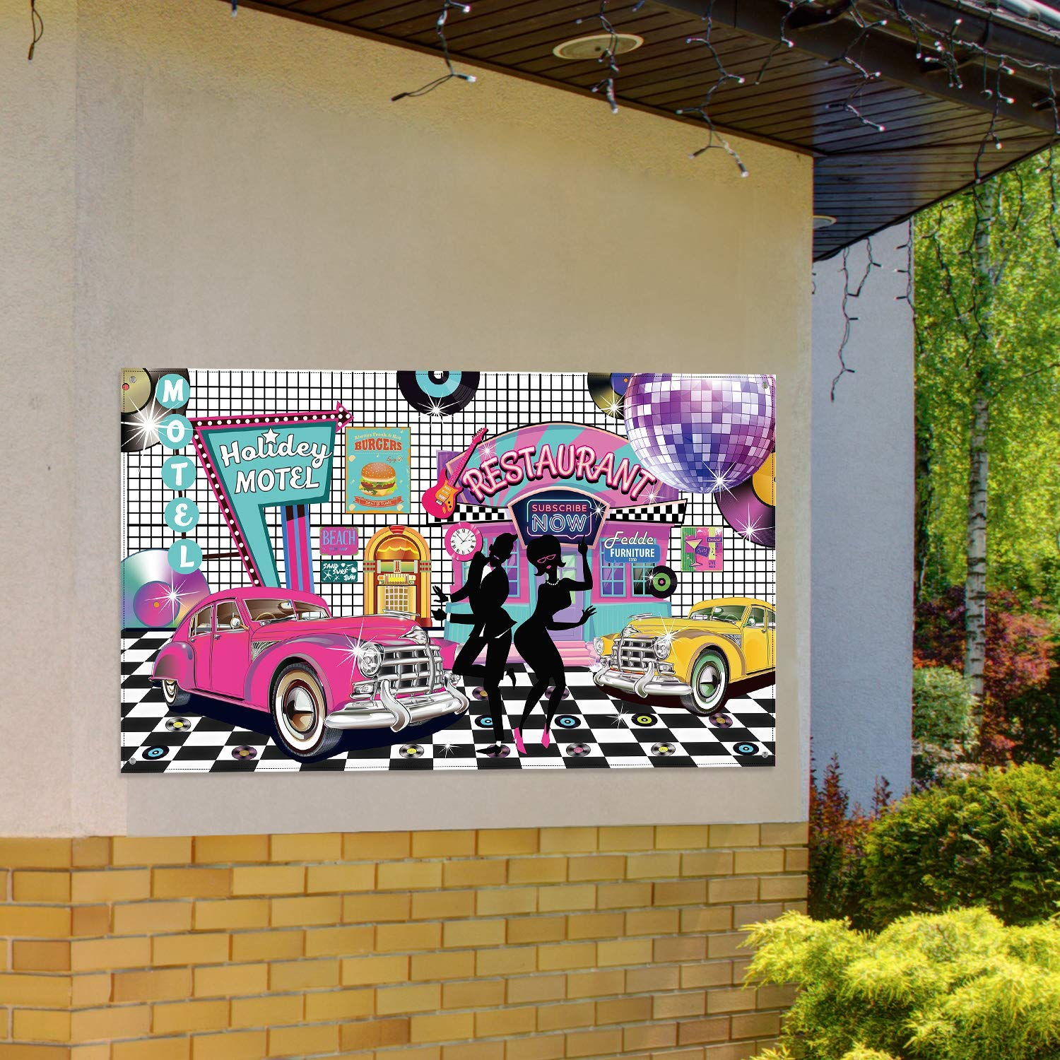 50'S Theme Party Decorations Rock and Roll Party Backdrop Party Banner Classic 50S Backdrop Banner for 1950'S Party Decorations, 72.8 X 43.3 Inch image number 6