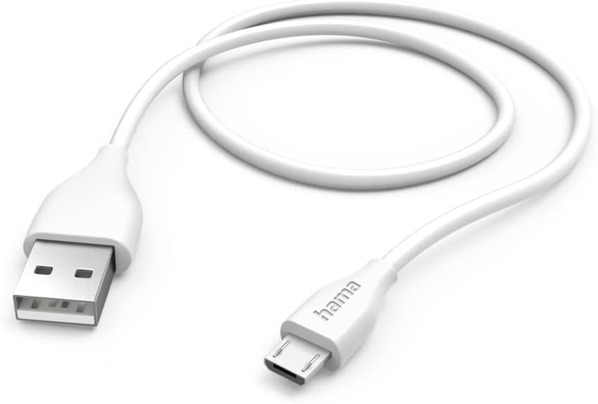 Hama Charging Cable USB a to Micro USB, 1.5 M (Quick Charge, Mobile Phone Charging Cable, Data Cable, USB Cable, Mobile Phone Cable, Charging Cable USB Type A, Micro USB, Maximum Compatible) White