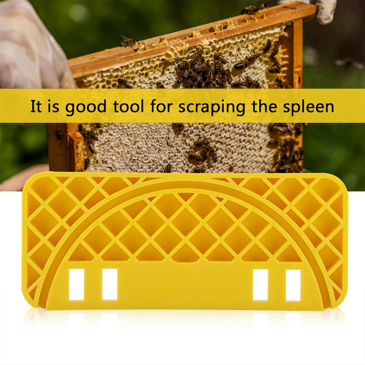 Joyzan Hive Uncapping Tank Holder, Honey Bucket Slot Nest Frame Scraper Bee Hive Shelf ABS Type Bee Keeper Flat Equipment Beekeeping Scrapers Tool Plastic Yellow for Beekeeper Cleaning Outdoor Garden image number 6