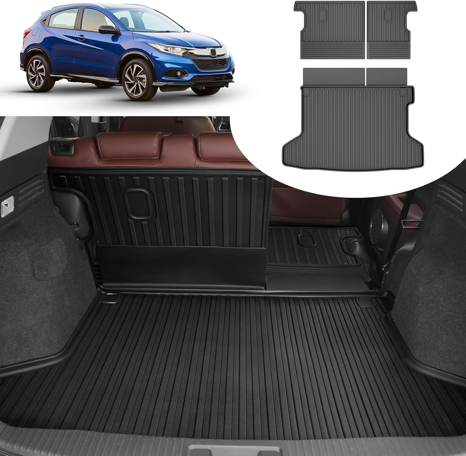 Cargo Liner & Backrest Mat Fit for Honda HR-V HRV 2016-2022 AWD: Cargo Mat with Backrest Mat behind 2Nd Row Back Seat Protector - All Weather Protection Trunk Mat with Back Seat Cover HRV Accessories