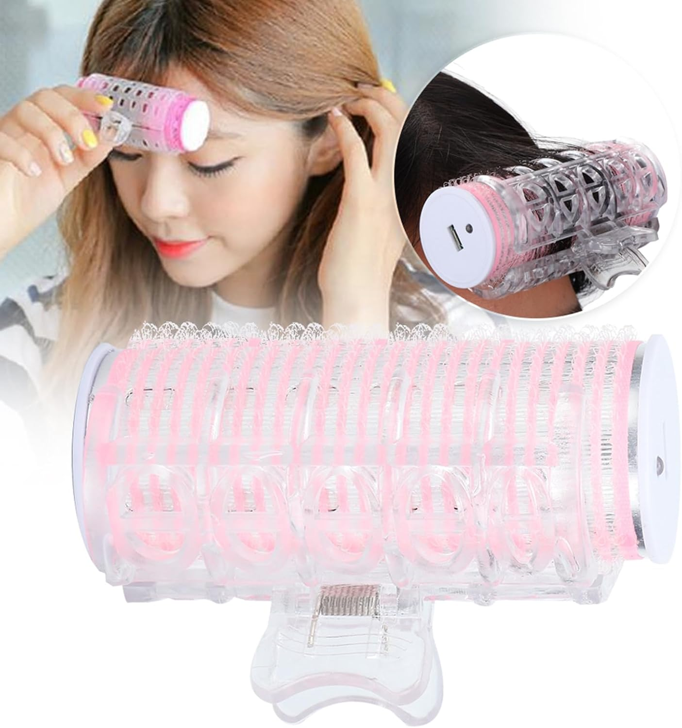 Glomora USB Instant Heat Ceramic Hot Curler, Portable Curler for Bangs, Hair Styling Tool, Mini Electric Curler, DIY Hairdressing Tool for Women, Girls, Make Up image number 4