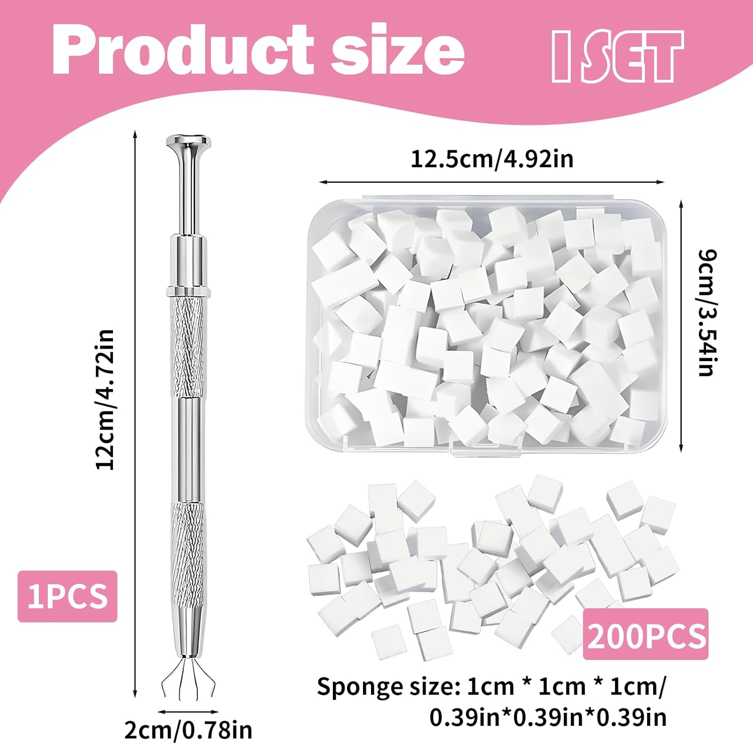 200 Pieces Nail Art Sponge Nail Sponge with Metal Pliers Nail Art Brush Accessories Nail Art Sponge Gradient Used to Create a Variety of Nail Art Patterns image number 2