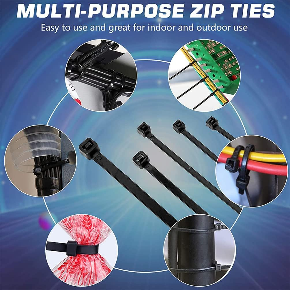 Idopick Cable Zip Ties,200 Packs Self-Locking Strong Nylon Cable Ties 200Mm*3.6Mm,Multi-Purpose Wire Management Ties,Plastic Wire Ties Perfect for Home,Garden Trellis,Office,Garage and Workshop image number 2