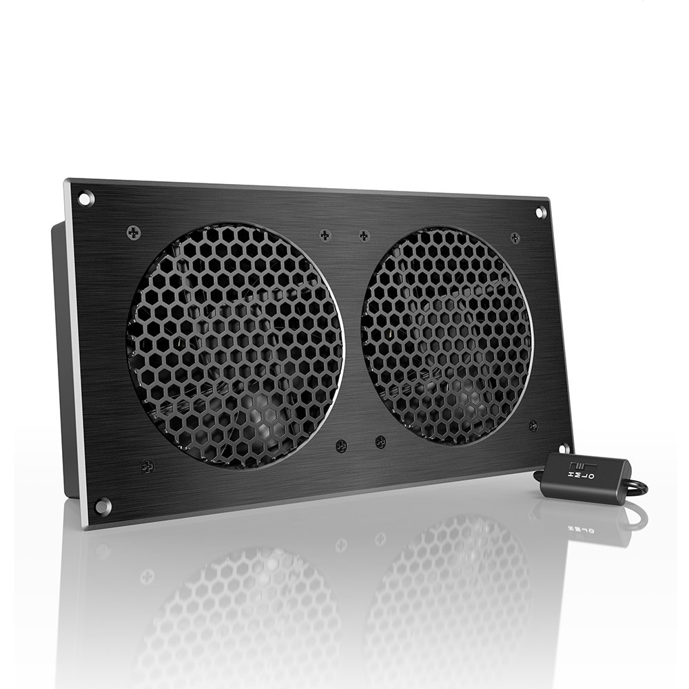 AC Infinity AIRPLATE S5 Quiet Cooling Fan System 8 with Speed Control for Home Theater AV Cabinets - Dual 120