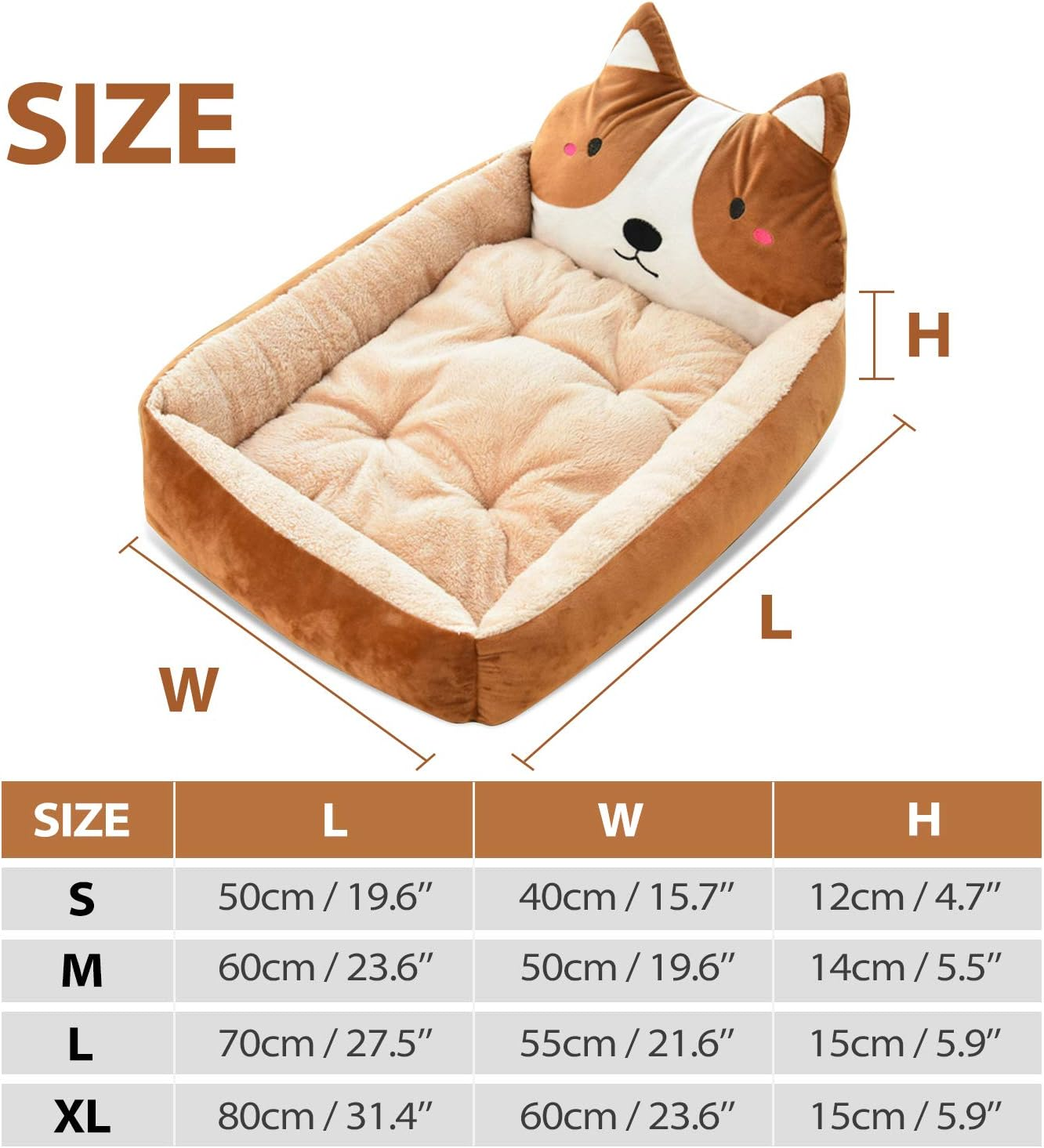 PETCUTE Dog Beds Washable Dog Cushion Warm Dog Sleeping Area Fluffy Square Dog Beds for Small Medium Large Dog Cat image number 7