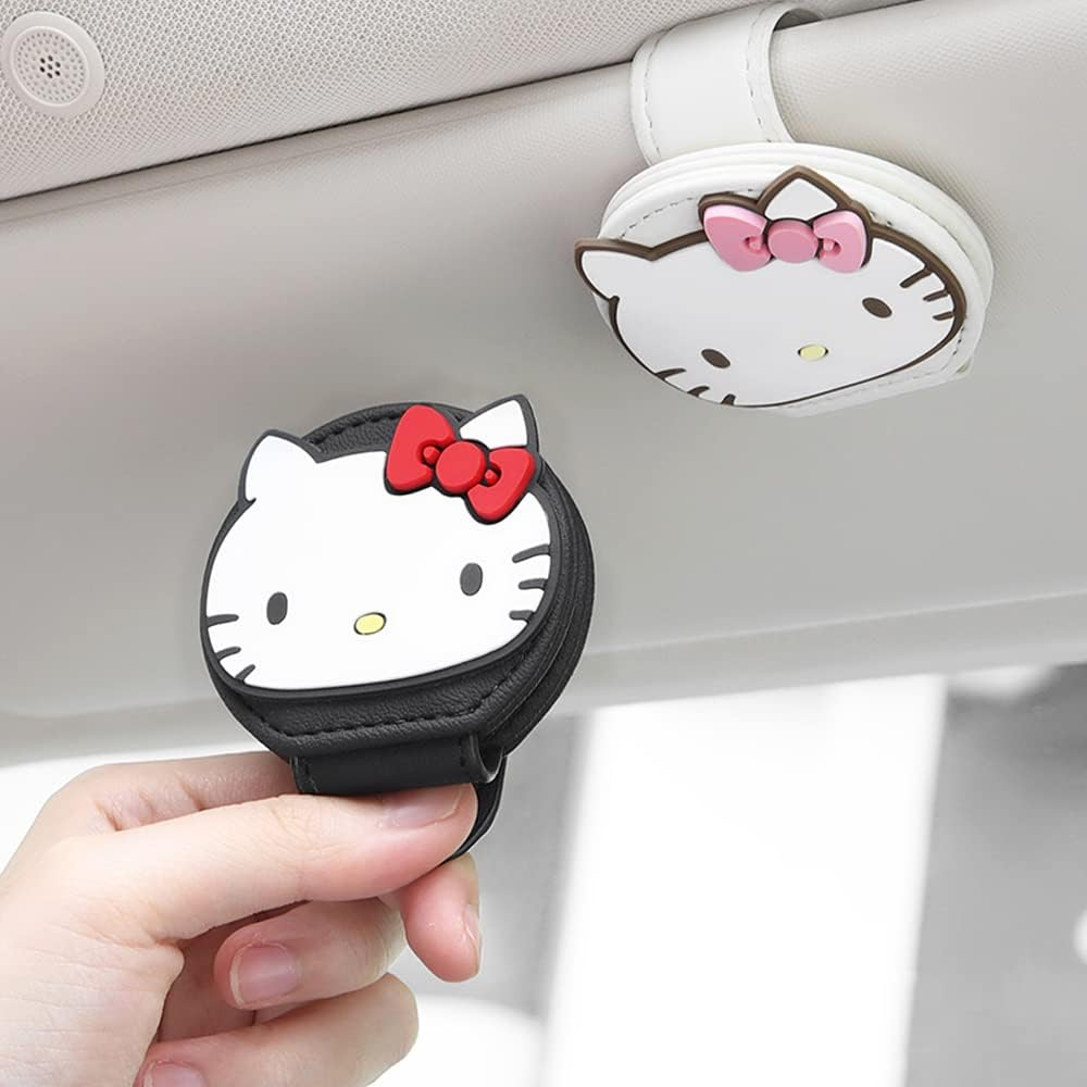 Cute Leather Sunglasses Holder Stand for Car Visor, Magnetic Eyeglass Holder, Sunglass Visor Clip for Car Interior, Car Accessories for Teens(Pink) image number 3