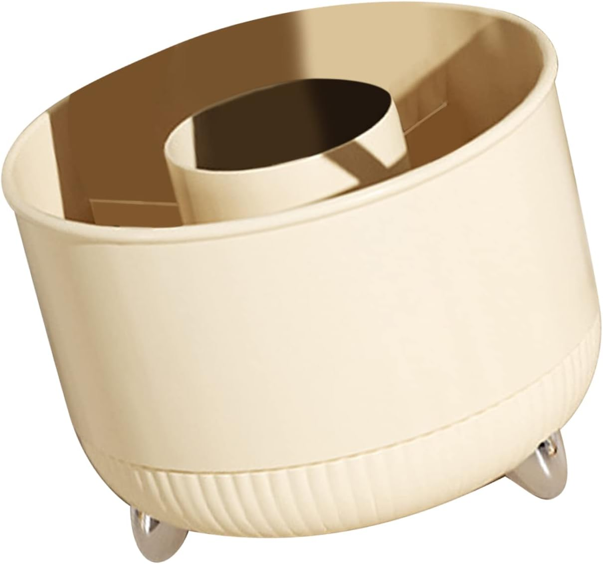 Jeffergarden Makeup Brush Holder White Makeup Brush Organizer Holder Organizer Cosmetic Storage Display Case 360 Degrees Rotating for Eyebrow Pencils Lipsticks (5 Grids)