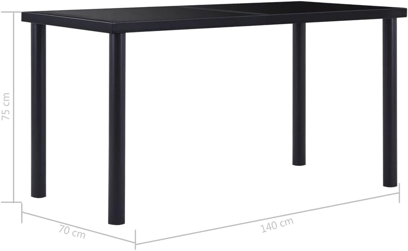 'Vidaxl Contemporary Dining Table with Black Tempered Glass Top and Powder-Coated Metal Frame - Easy Clean, Durable - Ideal for Kitchen, Dining Room, Outdoor Dining image number 2