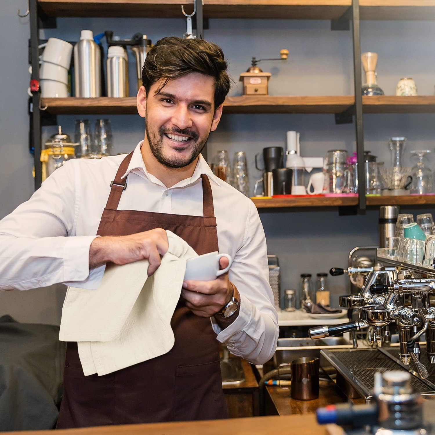 Utopia Kitchen [24 Pack] Flour Sack Tea Towels, 28" X 28" Ring Spun 100% Cotton Dish Cloths - Machine Washable - for Cleaning & Drying - Natural Tan - 1, White image number 2