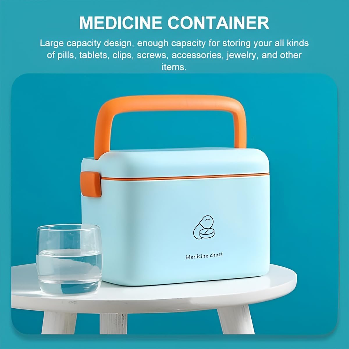 AIMALL Large Capacity PP Medicine Storage Box with Handle for Home Office Travel, Portable Light-Proof Moisture-Proof First Aid Kit, 12.9&times;8.6In & 9&times;6.2In image number 7