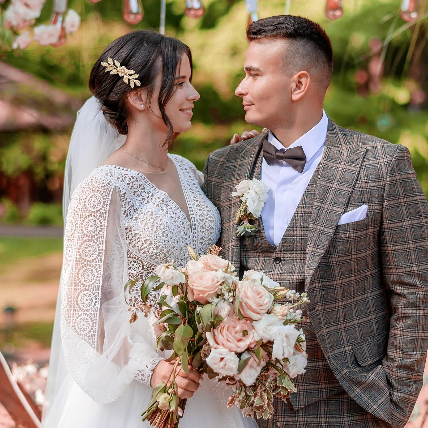 Ymapinc Rhinestone Comb Clips,6 PCS Leaf Silver Gold Hair Combs for Women,French Combs Wedding Hair Accessories for Women Gold Comb Clip for Bridal, Bridesmaid Wedding & Daily