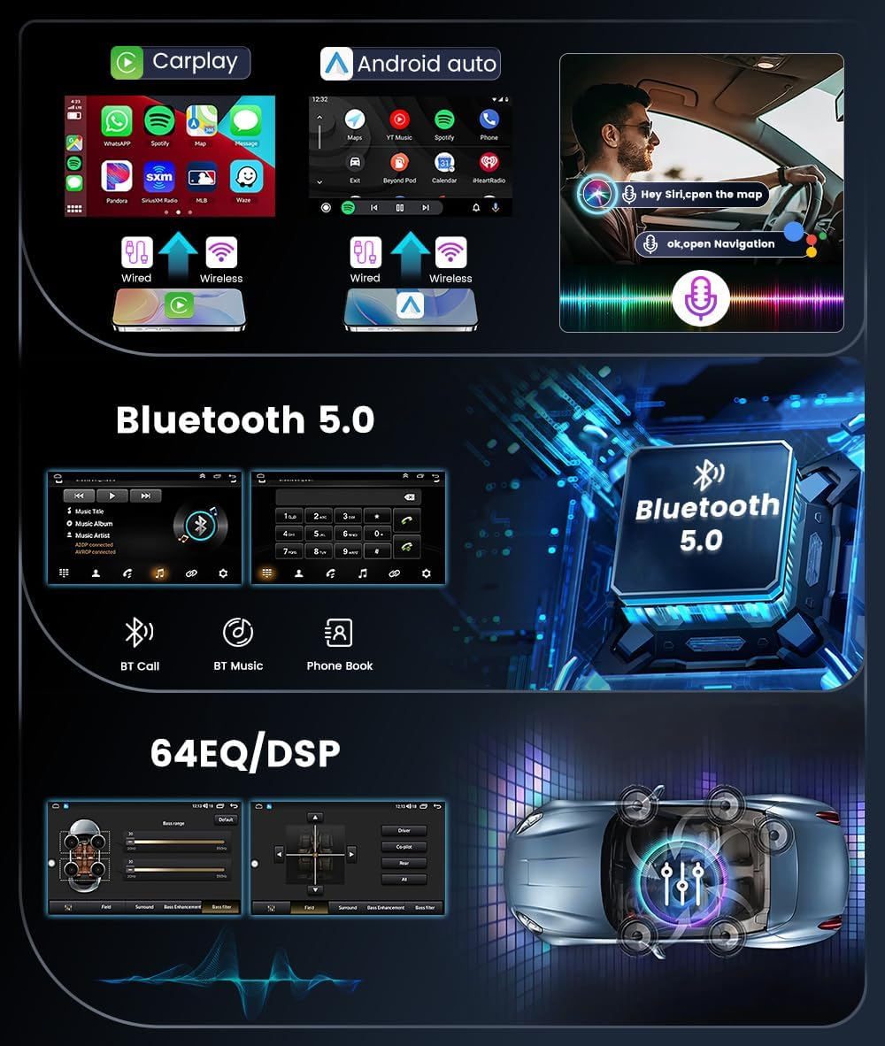 10Inch IPS Touch Screen Car Stereo GPS Navigation Head Unit Android 14 for Mazda Cx9/Cx-9/Bose 2007-2015 Carplay DSP Wifi BT5.0 FM AM 4G+64G image number 2