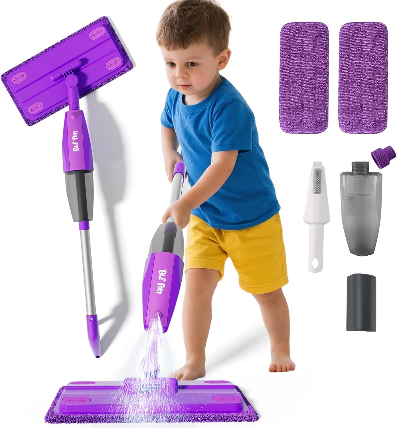 Calfqueen Mop Montessori Kids Toys with Water Sprayer, Pretend Play&Preschool Educational, STEM Clean, Housekeeping Kit Spray Mops for Floor Cleaning, Birthady Gifts 3 4 5 6 7 8 Year Old Boys Girls image number 4