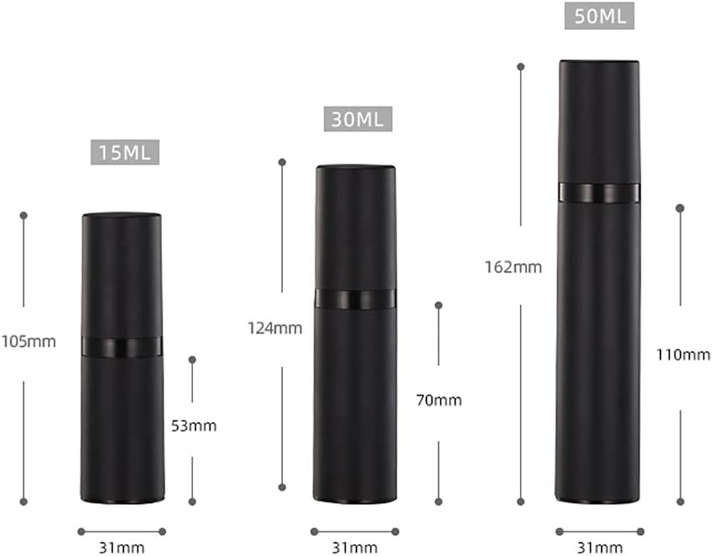 3 Pack Black Airless Pump Bottle Travel Lotion Bottles Cosmetic Cream Bottle Vacuum Pump Bottles Makeup Dispenser Container (15Ml/0.5Oz) image number 3