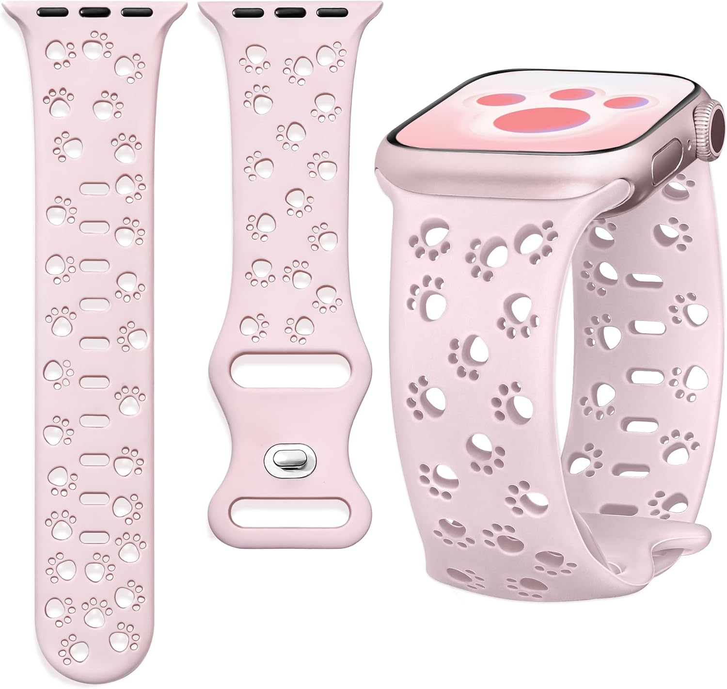 Ocaer Compatible with Apple Watch Strap 49Mm 46Mm 45Mm 44Mm 42Mm 41Mm 40Mm 38Mm, Soft Cute Silicone Bands for Iwatch Series 11 10 9 8 7 6 5 4 Ultra 3 SE 3 2 1, Fancy Dog Paw Printed Bracelet, Women