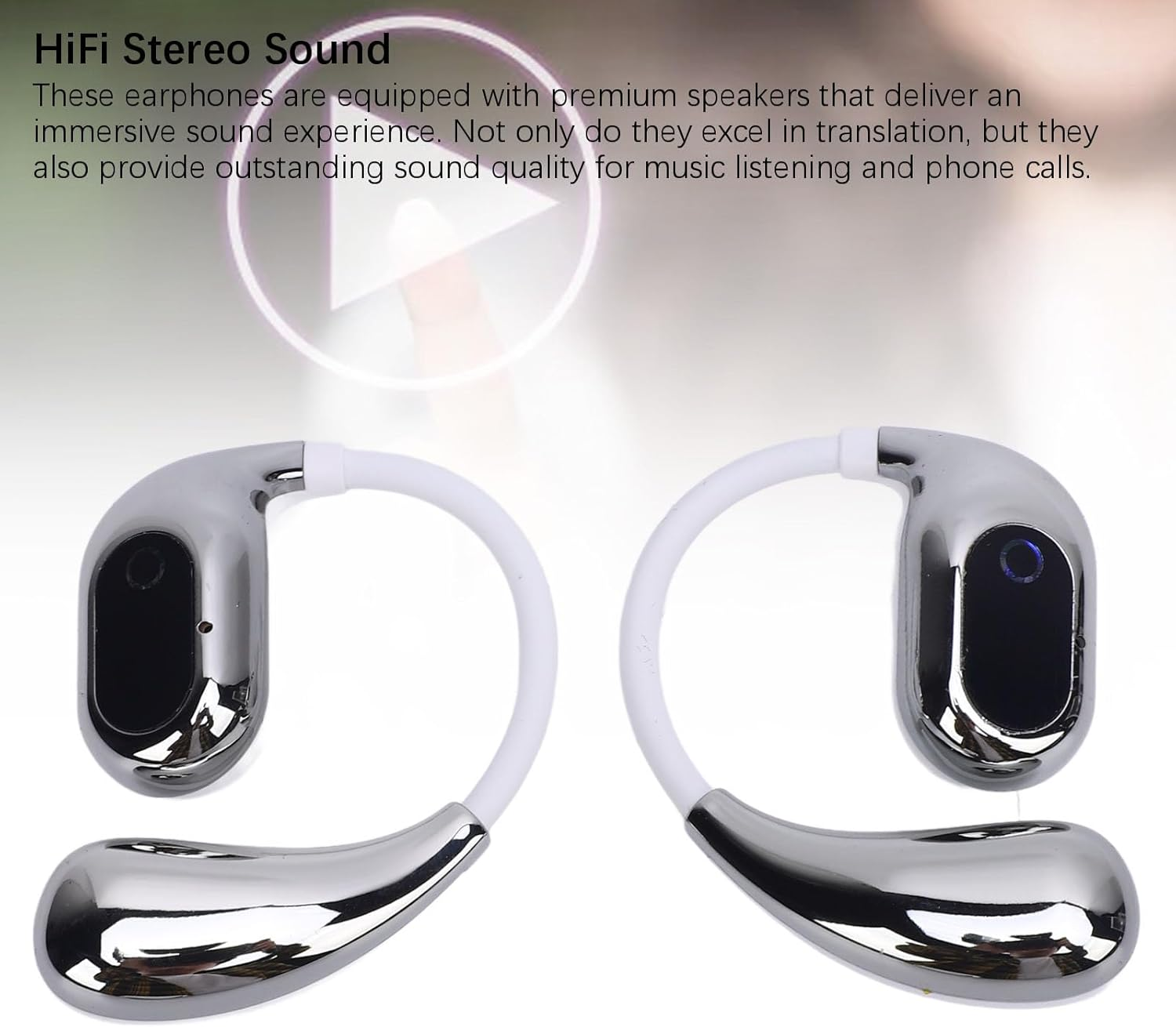 Jectse Translation Earbuds Supporting 144 Languages Real Time Translation for Travel Business, Hifi Stereo Sound Earphones (White Silver) image number 2