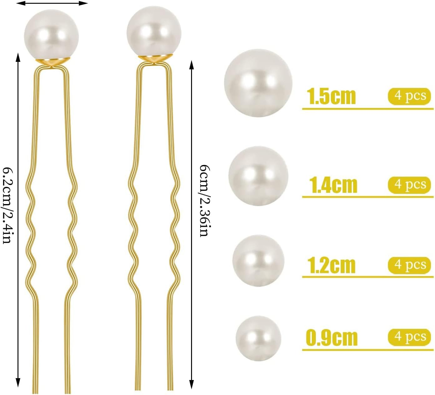 16 Pcs Wedding Pearl Hair Pins, Bridal Hair Pins U Shape Hair Accessories Barrette for Bride Bridesmaid Women Girls Silver image number 4