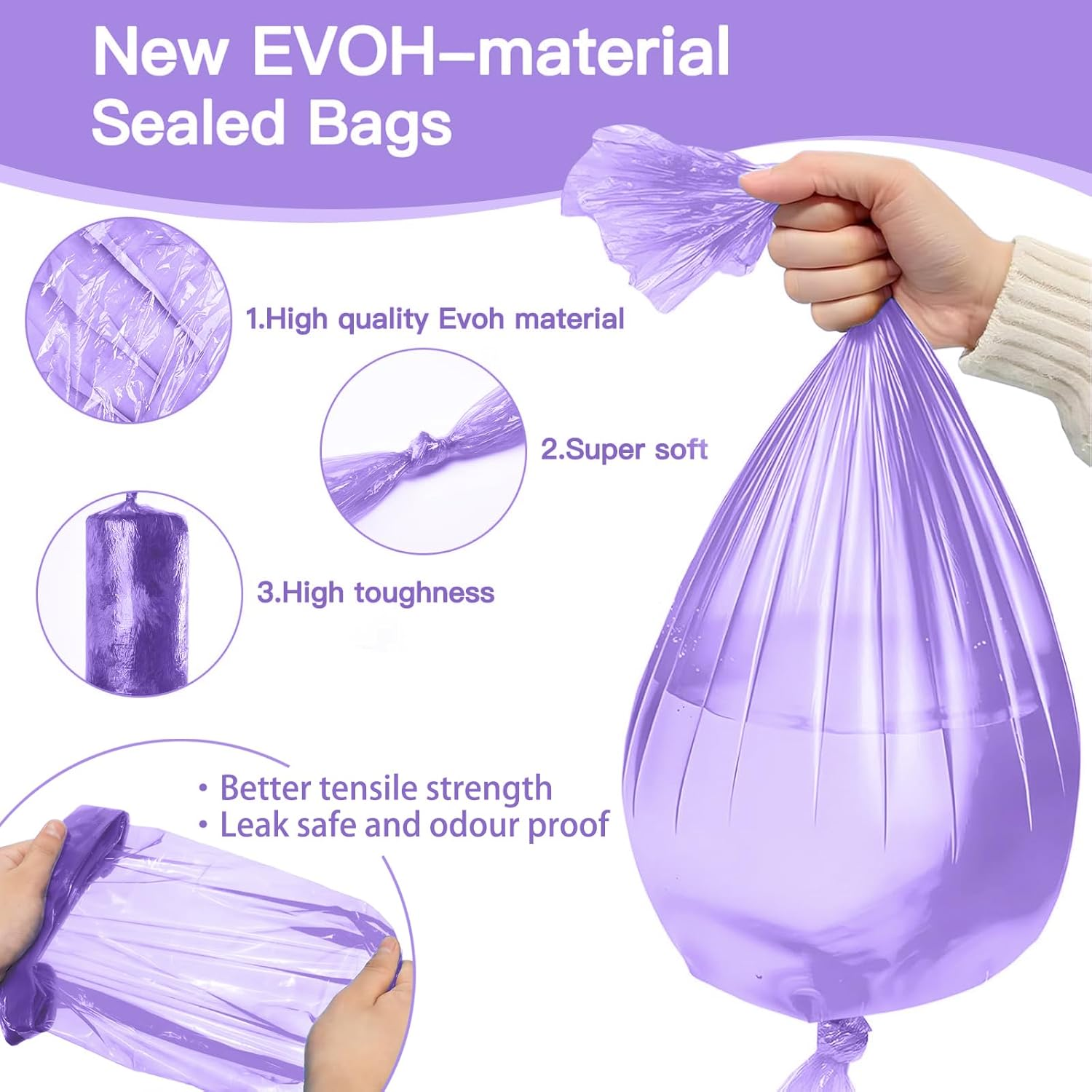 12-Pack Nappy Bin Refill Bags, 4.5M Baby Diaper Bucket Bag Liner Bucket, Eco-Friendly Odor-Proof Diaper Refill Box,Compatible with Angelcare/Tommee Tippee Twist & Click Sangenic (Purple) image number 1