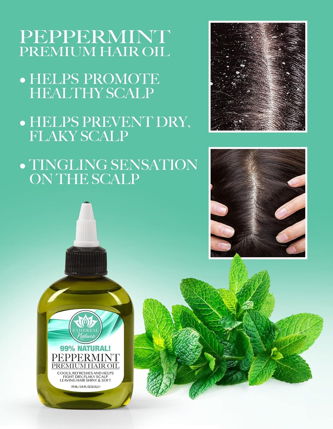 Ethereal Nature 99% Natural Hair Oil Blend with Peppermint, Green, 7.78 Oz image number 5