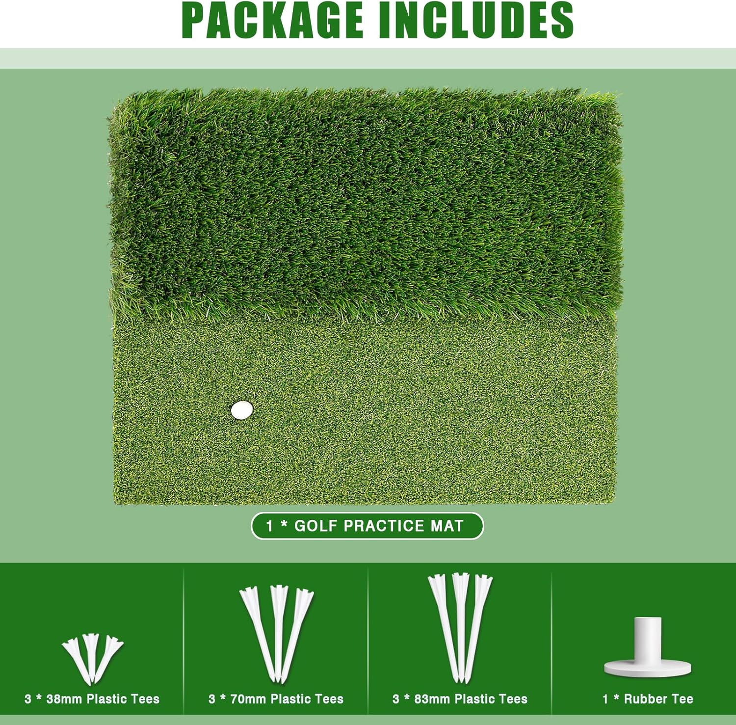 BIRDIEBLAST Premium Dual-Turf Golf Hitting Mat, 10Mm Foam Padding with Rubber Backing, Golf Practice Mat for Indoor and Outdoor Training image number 6