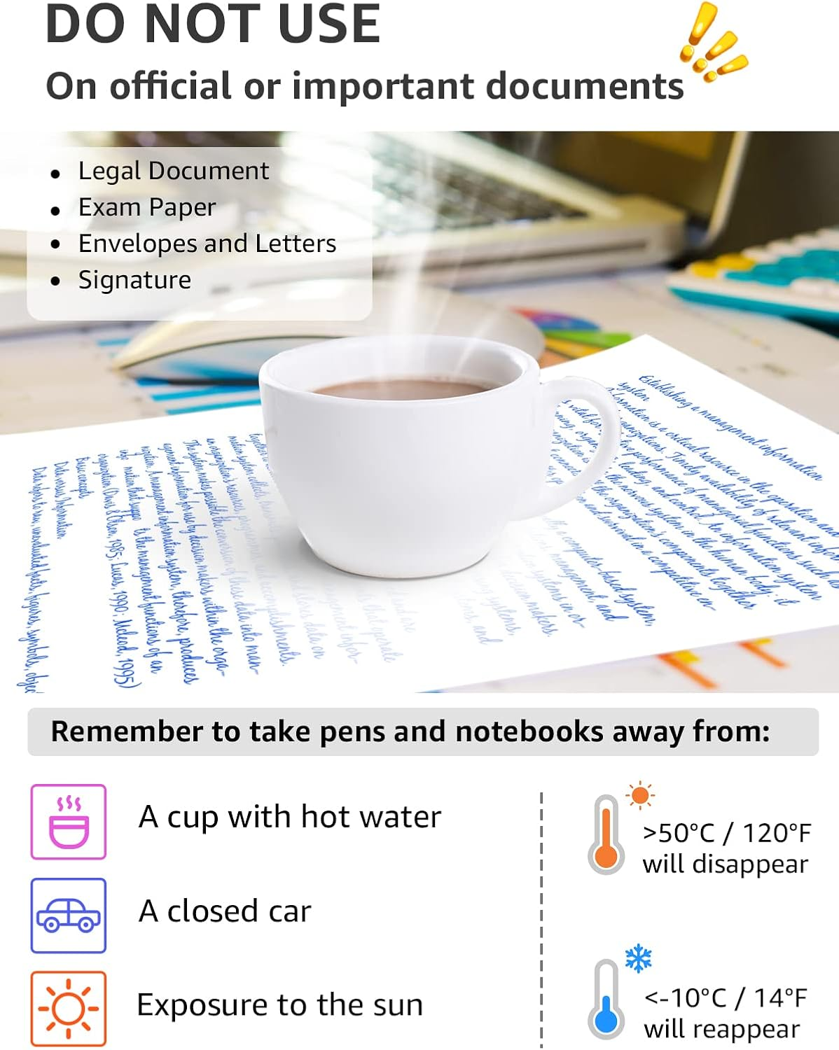 JR.WHITE Erasable Gel Pens - 8 Rubber Tip Pens, Fine 0.5Mm Erasable Pen for School, Office & Stationery Supplies (8 Blue) image number 2