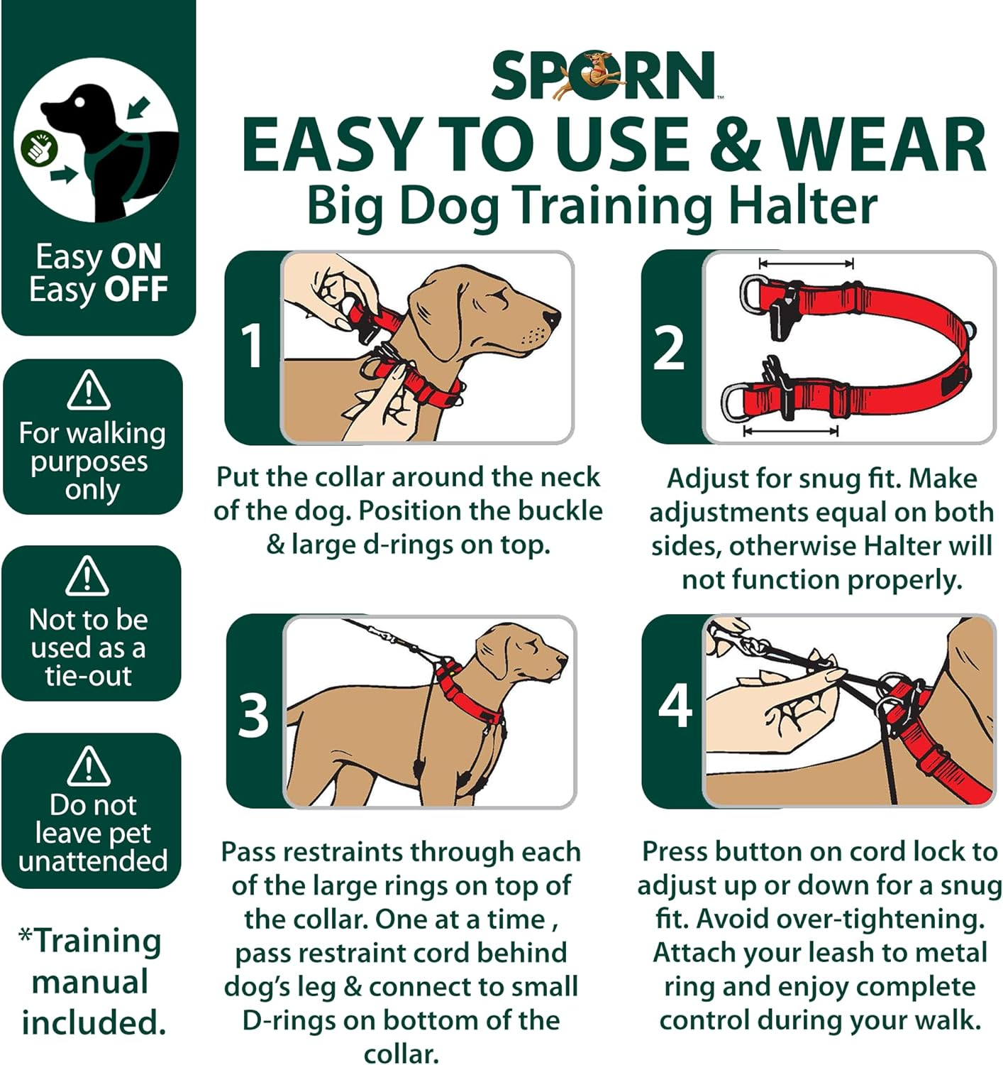 Sporn Big Dog Original Training Dog Halter Black Medium image number 6