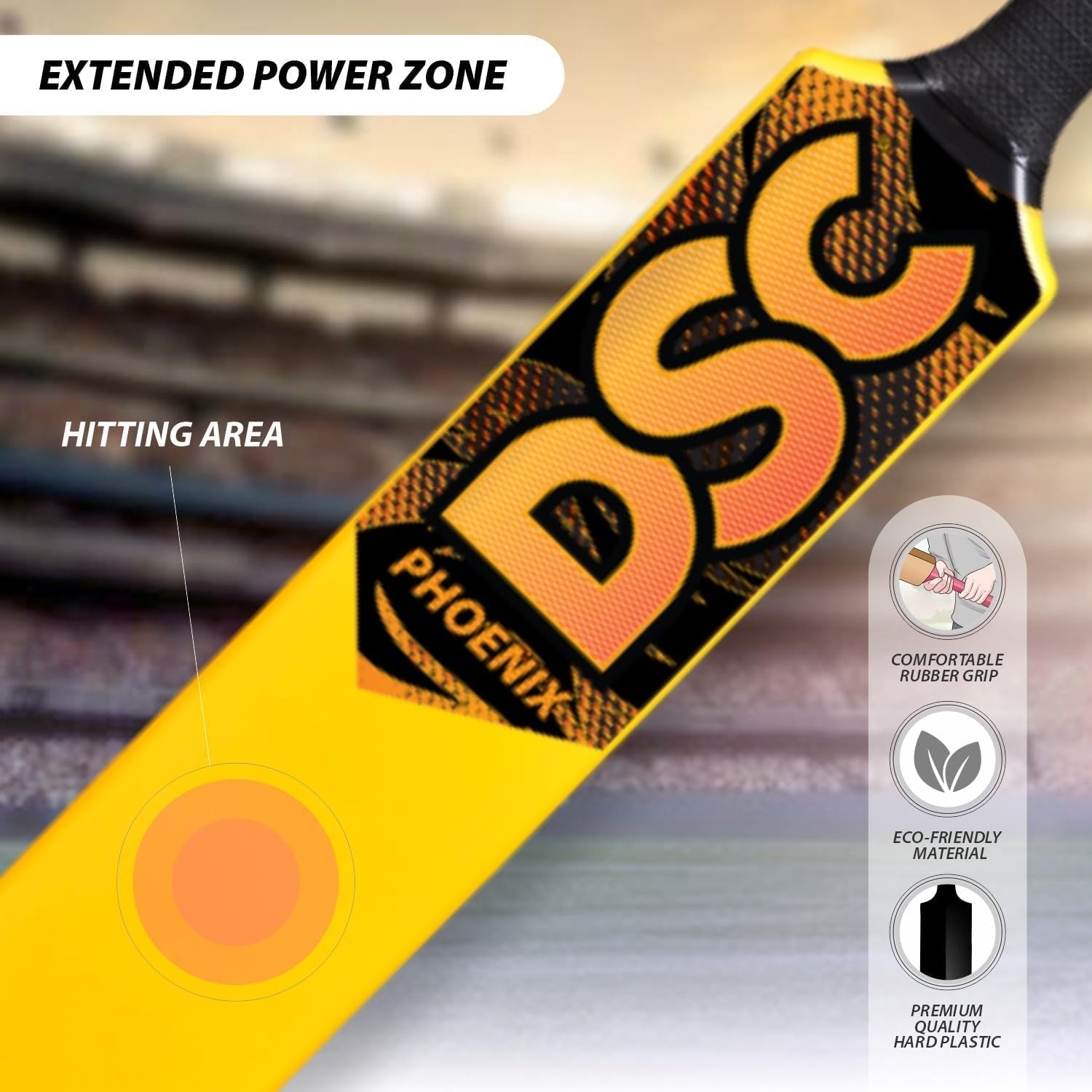 DSC Phoenix Plastic Cricket Set for Kids (Yellow, Size: 6) | Includes 4 Plastic Stumps + 2 Base + 2 Bails + 1 PVC Ball | Lightweight | Free Cover | Ready to Play | for Kids image number 1