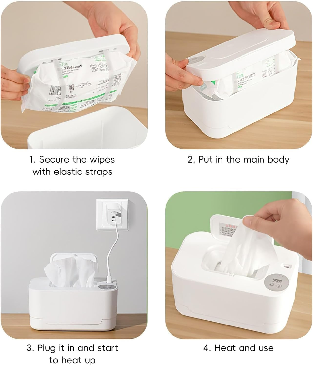 Wipe Warmer for Babies, Baby Wipes Warmer with 55-65℃ Temperature Adjustment, 24H Constant Temperature, Top Thermal Cycle, 120 Pump Capacity, USB Interface, Wipe Warmer for Home, Car