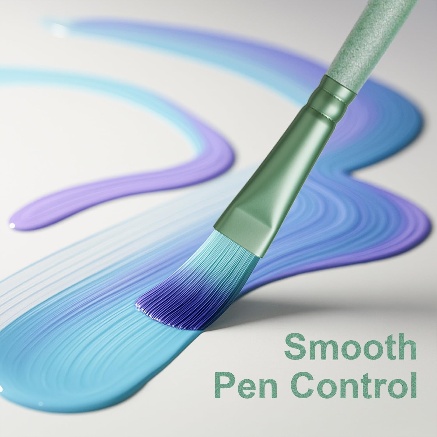 Paint Brushes Set for Acrylic Painting,Watercolor Brushes Painting Brush Nylon Hair Brushes for Acrylic Oil Watercolor Canvases Rock Body Face Nail Miniature Detailing Drawing Art Supplies(Green) - Red image number 2