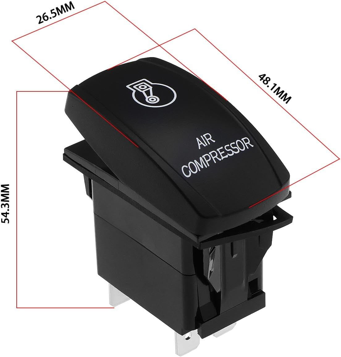 SING F LTD 1PC Blue Led Air Compressor Rocker Switch DC 12V/20A 24V/10A 54.3X48.1X26.5Mm 5-Pin Double Pole Single Throw Switch for Trucks Cars Boats image number 5