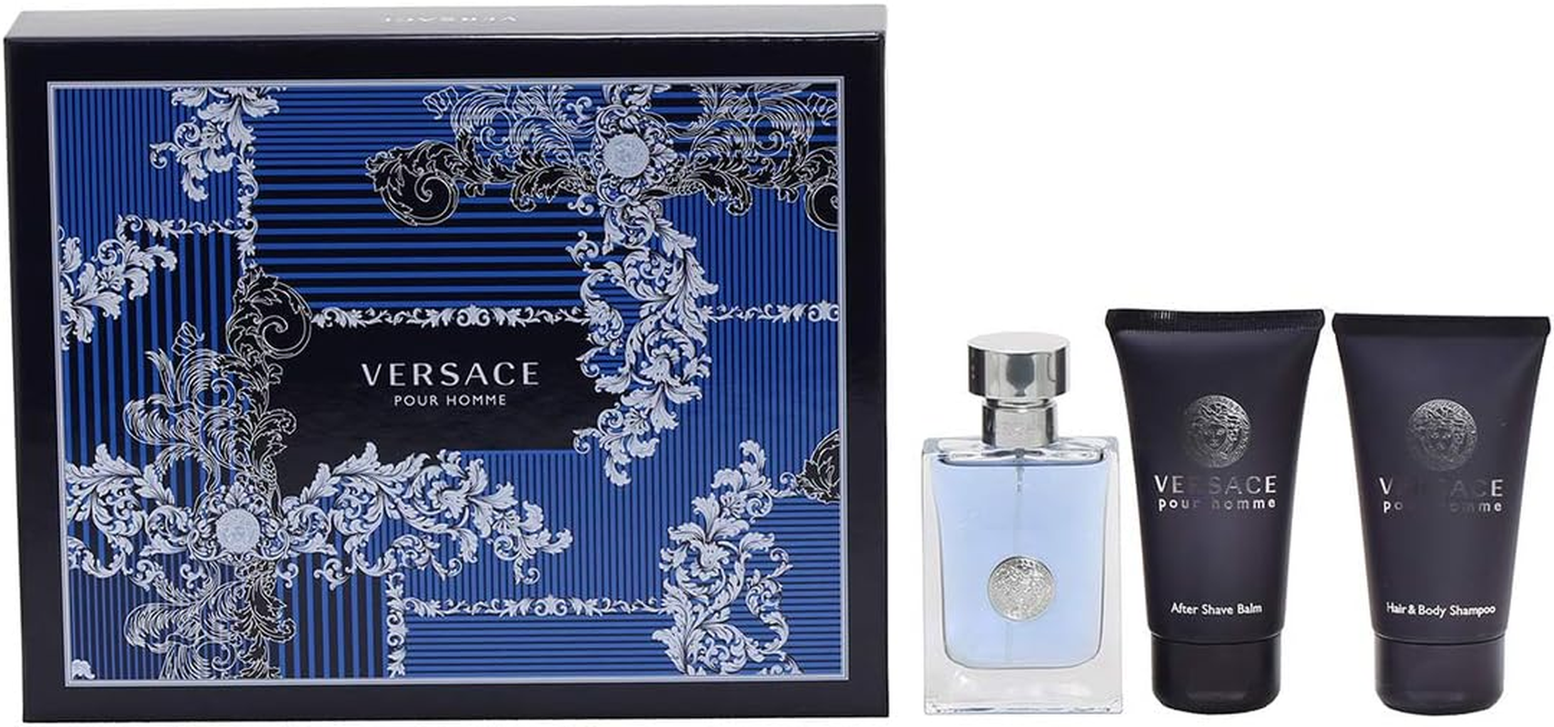 Versace Pour Homme 50Ml Eau De Toilette + 50Ml Aftershave Balm + 50Ml Shampoo