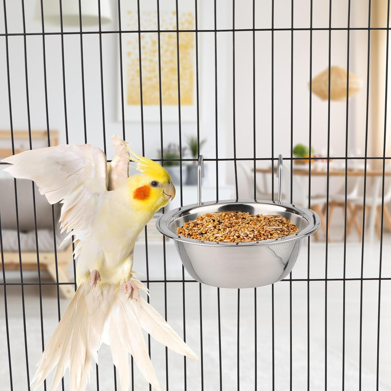 2 Pcs Stainless Steel Dog Crate Water Bowl, Dog Feeder Food Holder Puppy Bowls, Hanging Dog Bowls for Kennel outside or inside (8 Oz) image number 1