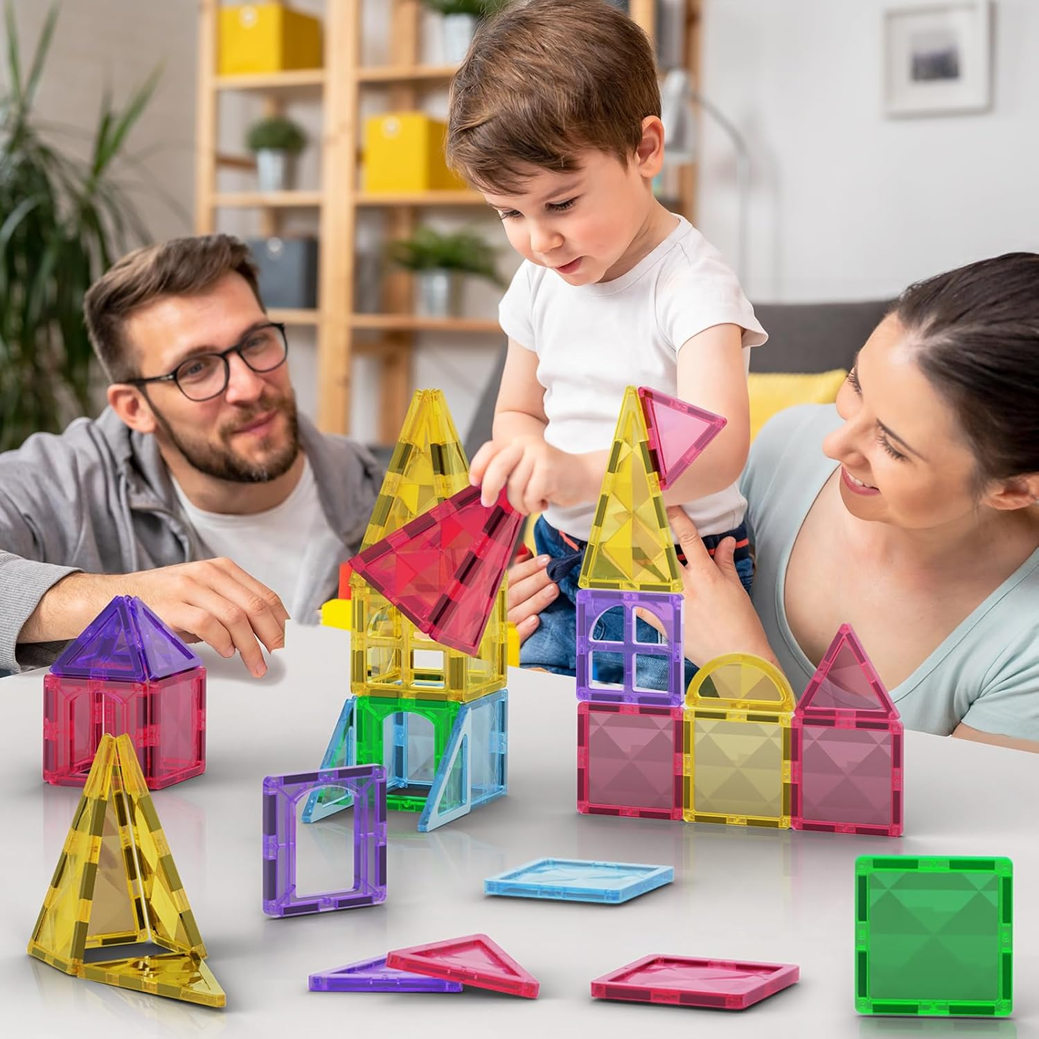 Jasonwell Magnetic Tiles Building Blocks Set for Boys Girls Preschool Educational Magnet Construction Kit Stacking STEM Toys Christmas Birthday Gifts for Kids Toddlers 3 4 5 6 7 8 9 10 + Year Old image number 3