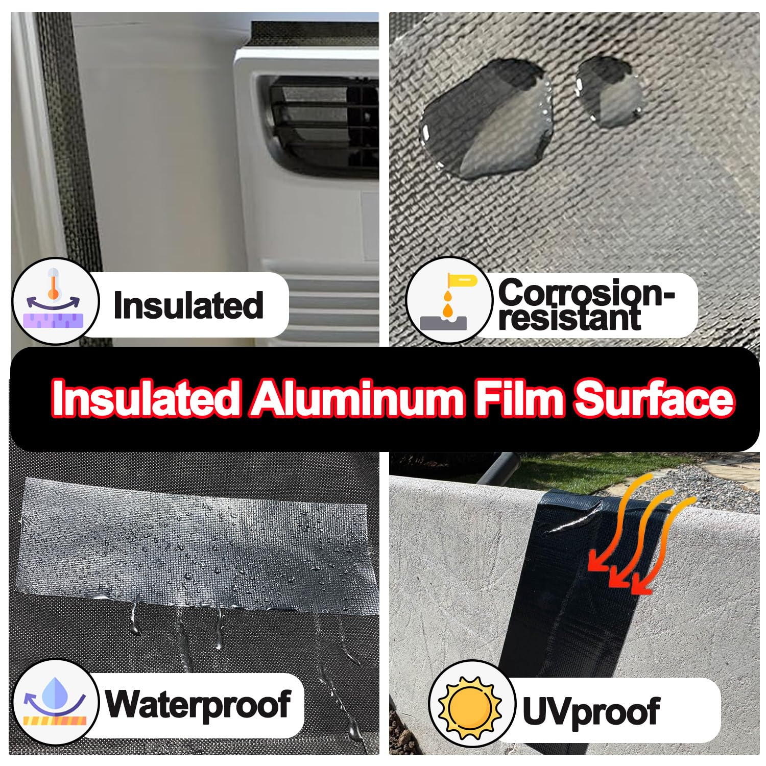 KAIHENG Awning Repair Tape Waterproof, Heavy Duty Outdoor Repair Tape for Tarp, Canvas, Tent, Boat Covers, Canopy, Sail Tape, Tent Repair Kit, Uvproof and Heat-Resistant, Black&hellip; image number 3