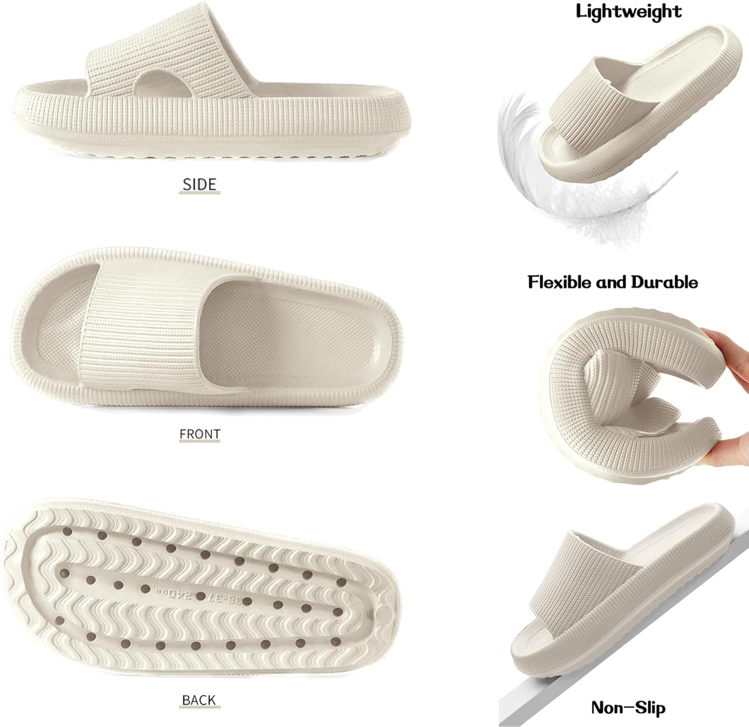 Cozislides Bathing Shoes Men Women Original Slippers Cloud Slippers Super Soft Non-Slip Bath Slippers Summer Mules Bath Slippers Flip Flops image number 5