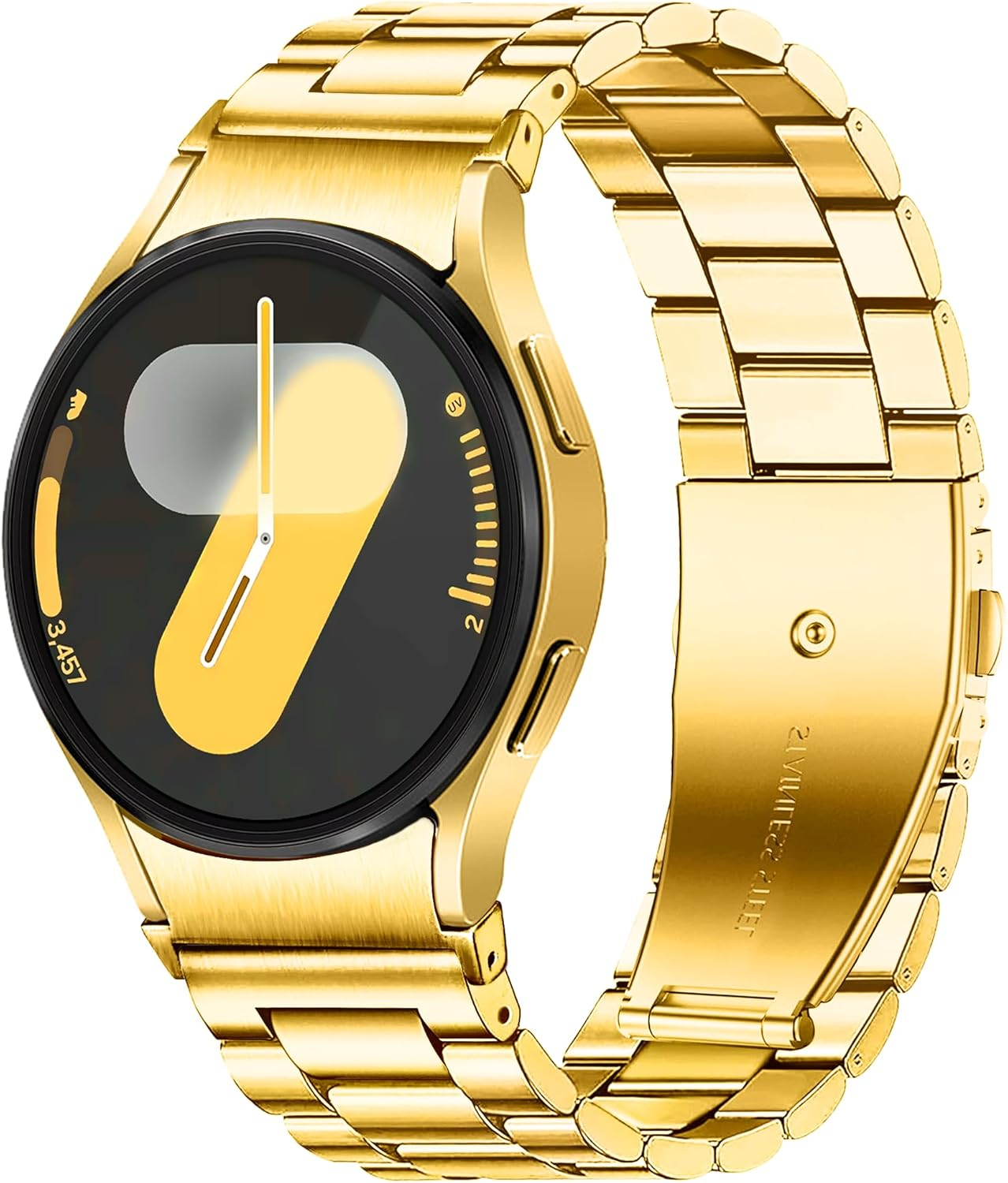 Ocaer Compatible with Samsung Galaxy Watch 7/FE/6/5/4 Band 40Mm 44Mm, 6 Classic/4 Classic 43Mm 47Mm/42Mm 46Mm, 5 Pro 45Mm, Metal Solid Stainless Steels 20Mm Galaxy Watch Strap for Men Women(Gold)