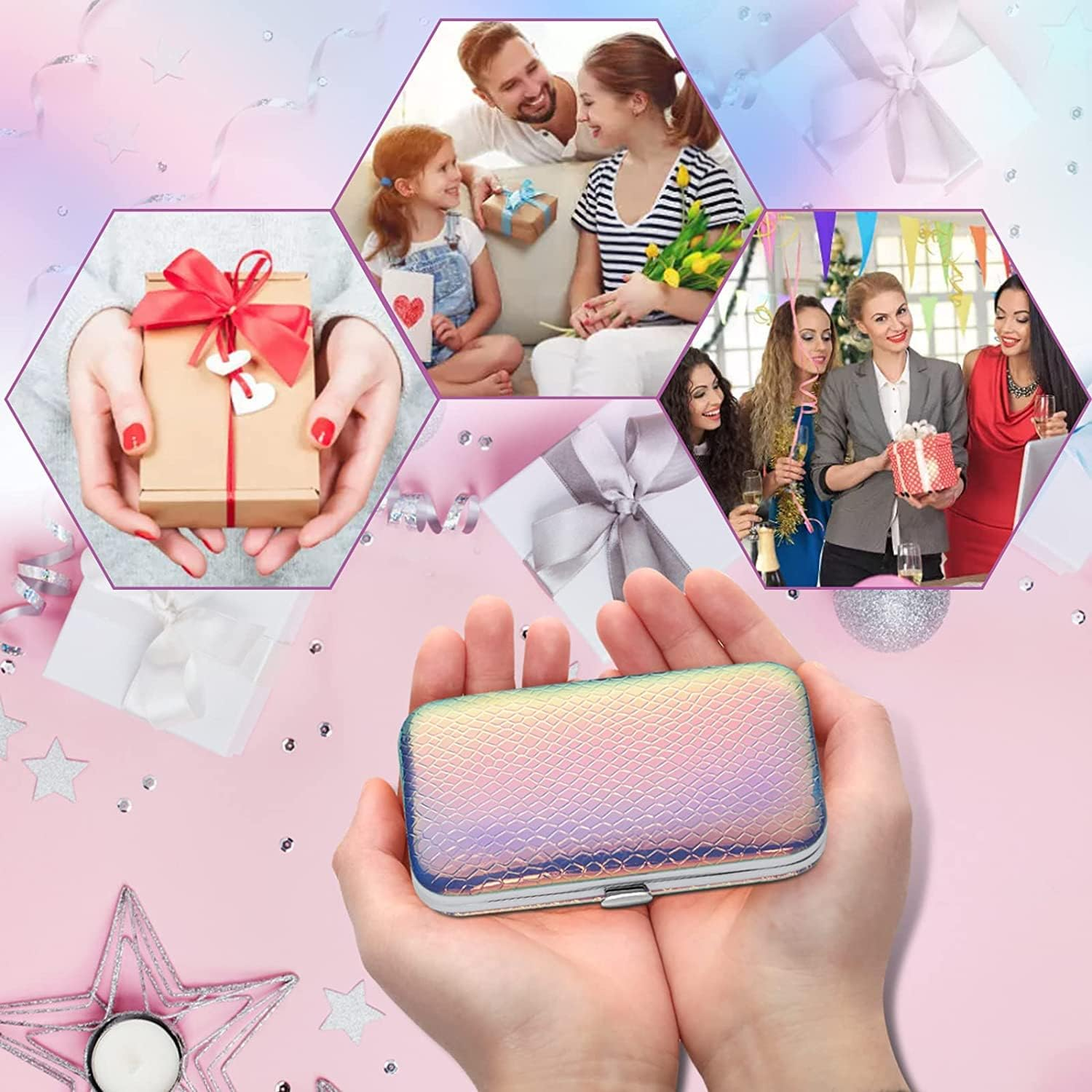 Aceoce Women Nail Clippers Professional Manicure Pedicure Kit Stainless Steel Nail Cutters Grooming Kit Personal Care Tools with Travel Case Gradual Purple image number 2