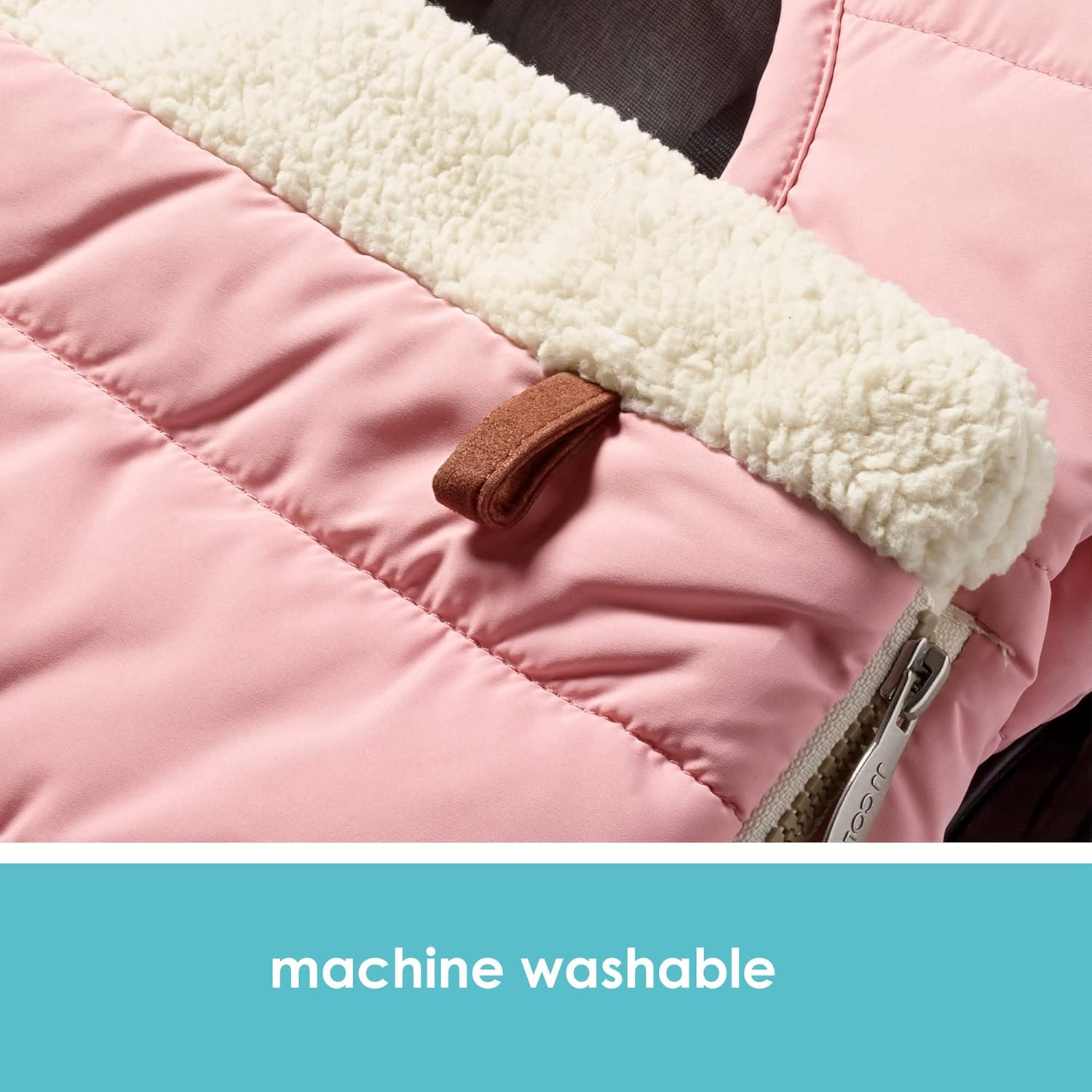 JJ Cole Winter Baby Car Seat Cover - Winter Car Seat Cover for Baby Seat or Stroller - Infant Car Seat Covers with Warm Sherpa Lining - Blush Pink image number 3