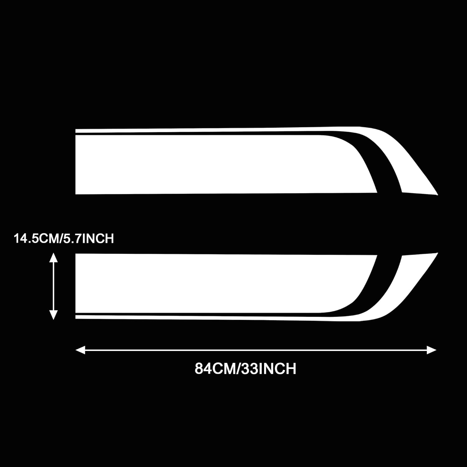 TOMALL 33"X 5.7" Car Hood Stripe Sticker for Auto Racing Sport Body Side Decal - Roof, Hood, Bumper Vinyl Modified Decoration (White) - White image number 3