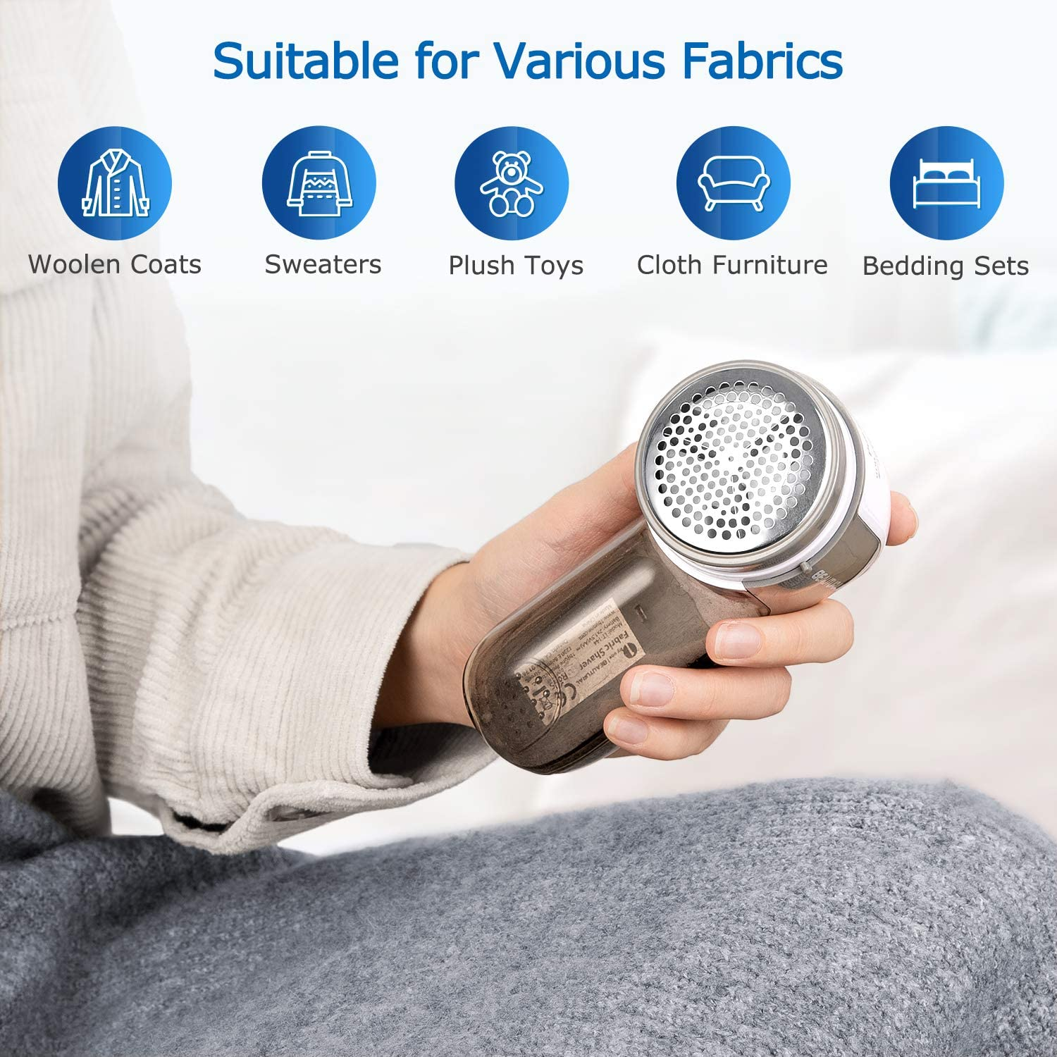 Beautural Portable Fabric Shaver and Lint Remover with 2-Speeds, Adjustable Shave Height, Dual Protection for Your Clothes, Quickly and Effectively Remove Fluff, Lint, and Bobbles image number 2
