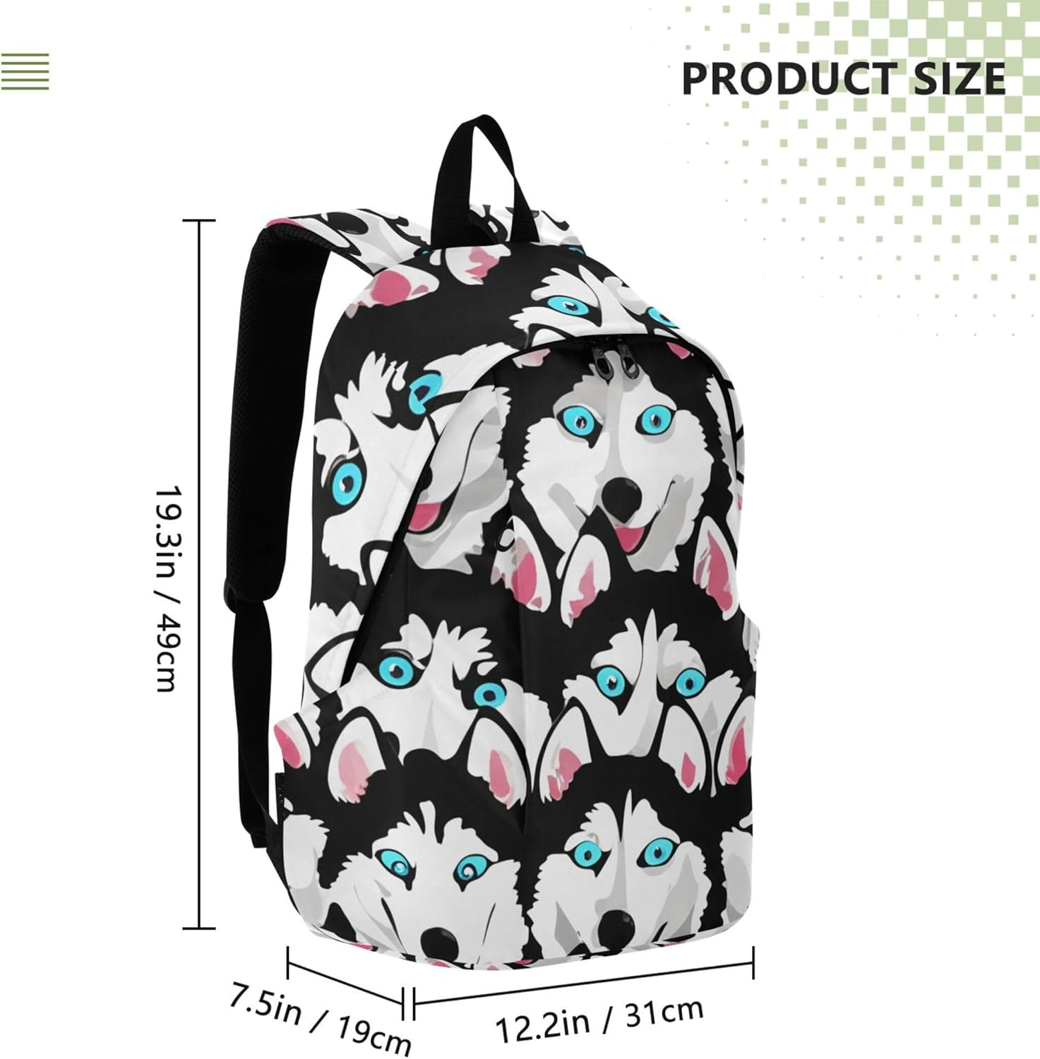Happy Siberian Husky Dog Cute Backpacks for Women Casual Fashion Gifts for College Students image number 2