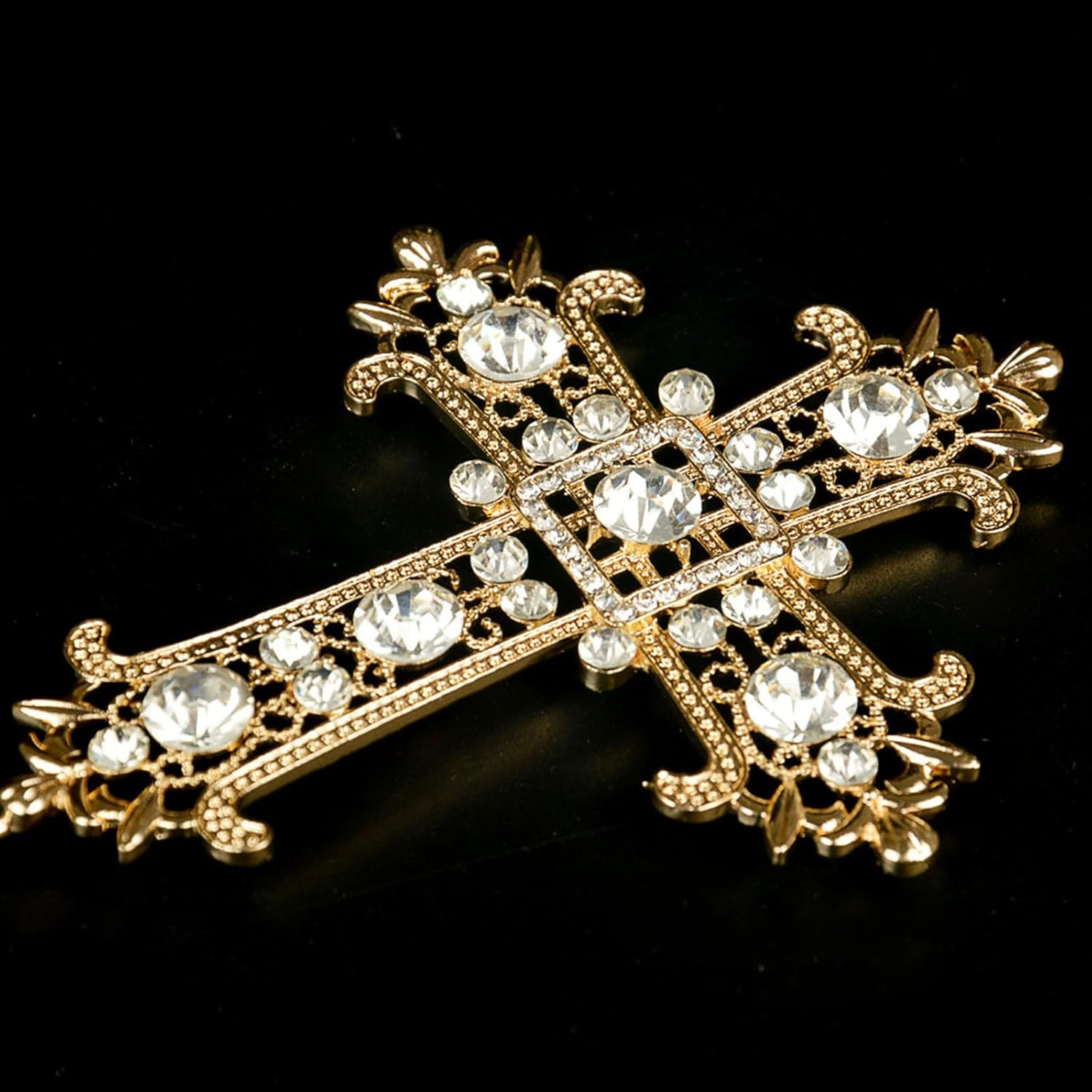 2 Pcs Cross Cake Toppers Rhinestone Cross Cupcake Toppers Glitter Crystal Dessert Cake Decorations for Birthday Wedding Baby Shower Christmas Baptism Communion Christening Religious Party Supplies - Golden Tone + Rose Golden image number 5