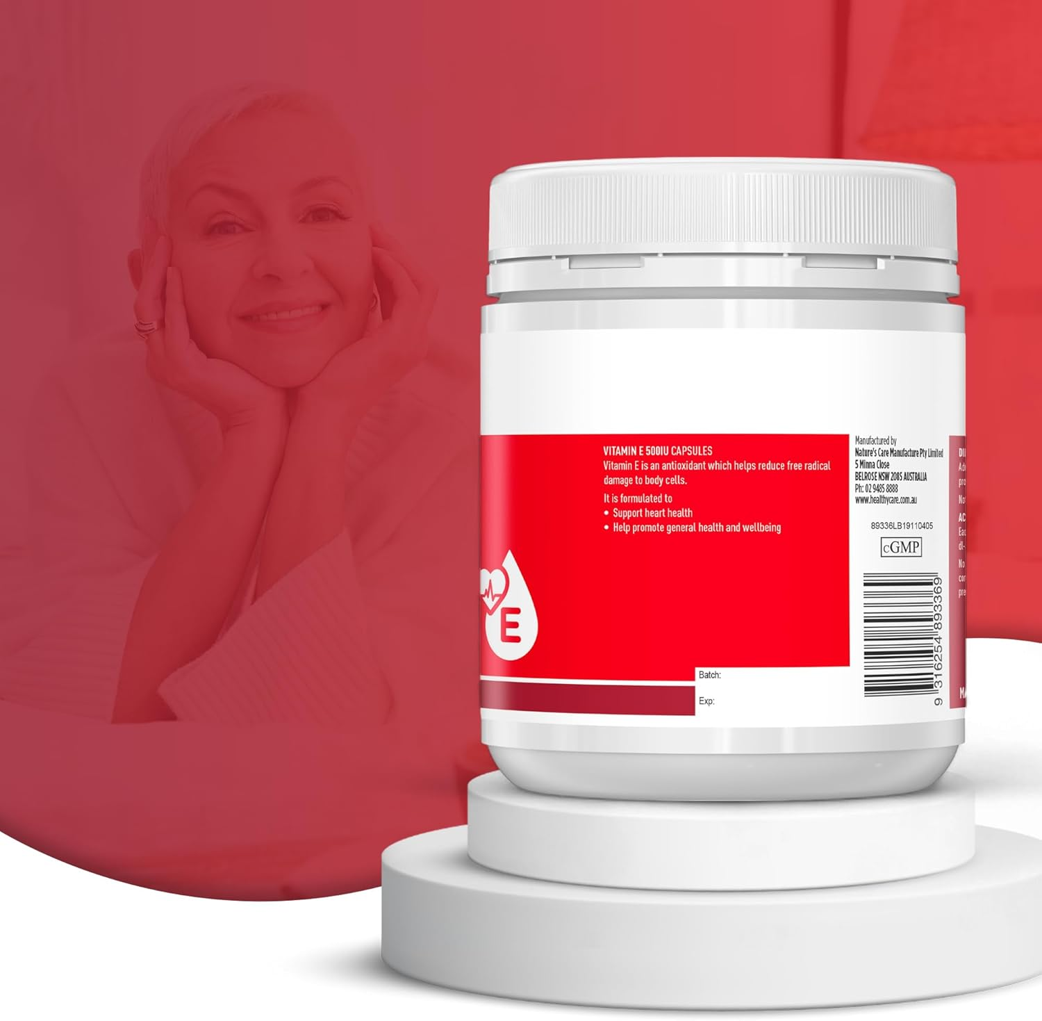 Healthy Care Vitamin E Capsule 500IU - Supports Heart Health and Provides Antioxidant Protection - Premium Quality Dietary Supplement - 200 Capsules image number 1